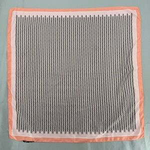 Zara Square Neck Scarf Pink Coral Peach Chain Link Print 27x27